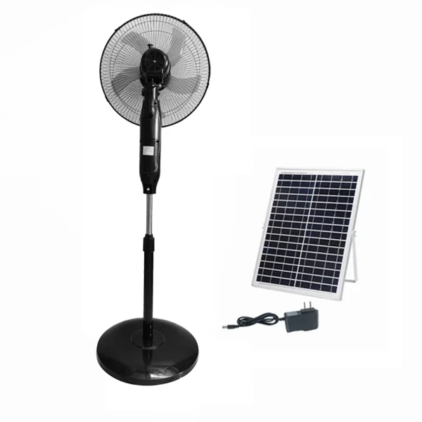 Solar Standing Fan, AC/DC Rechargeable