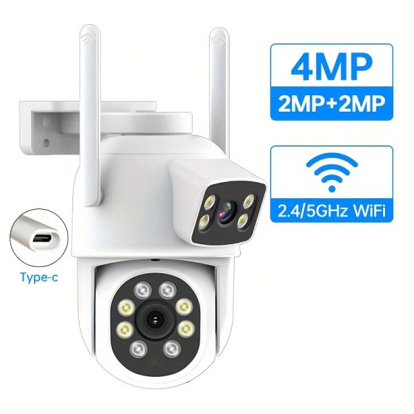 ZHXINSD 4MP Dual Lens WiFi Security Camera - Full Color Night Vision, 355° PTZ, Motion Alerts & 2-Way Audio, Indoor/Outdoor IP65 Waterproof, USB Powered - Image 5