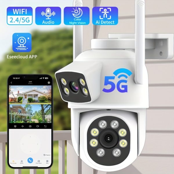 ZHXINSD 4MP Dual Lens WiFi Security Camera - Full Color Night Vision, 355° PTZ, Motion Alerts & 2-Way Audio, Indoor/Outdoor IP65 Waterproof, USB Powered - Image 2