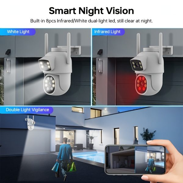 ZHXINSD 4MP Dual Lens WiFi Security Camera - Full Color Night Vision, 355° PTZ, Motion Alerts & 2-Way Audio, Indoor/Outdoor IP65 Waterproof, USB Powered - Image 8