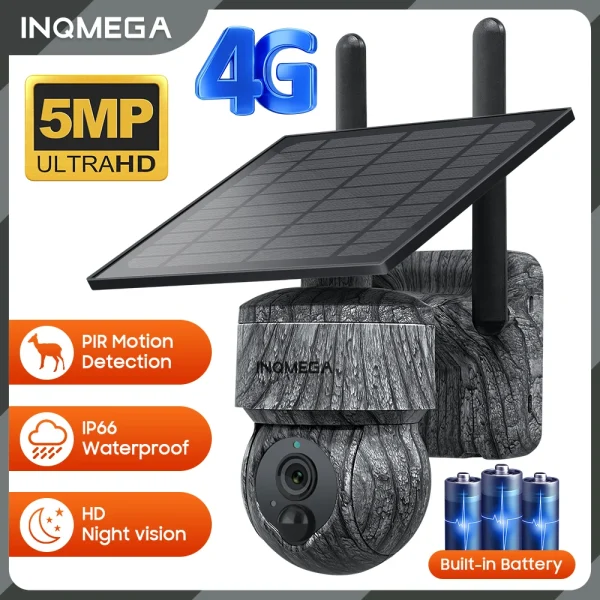 INQMEGA 5MP 4MP WIFI Wireless PTZ Solar Camera 4G SIM With Solar Panel Two Way Audio Security Protection CCTV Camera Battery Cam - AliExpress 30