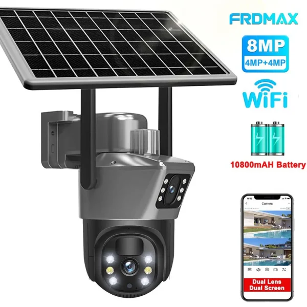 8MP 4K WiFi Solar Camera Outdoor Wireless CCTV Surveillance Camera With Solar Panel Dual Lens PTZ IP Cam Security Protection - AliExpress 30