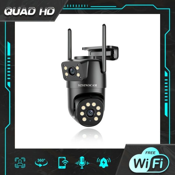 Sszinocam Dual-Lens WiFi Security Camera - 720P HD, AI Human Tracking, Color Night Vision, Two-Way Audio, Motion Alerts, Pan/Tilt Rotation, Quad HO Wall Mount, USB Powered for Home Surveillance, Home Security Camera|Modern Security Camera|Reliable Connectivity, Wireless Outdoor Security Camera - Image 2