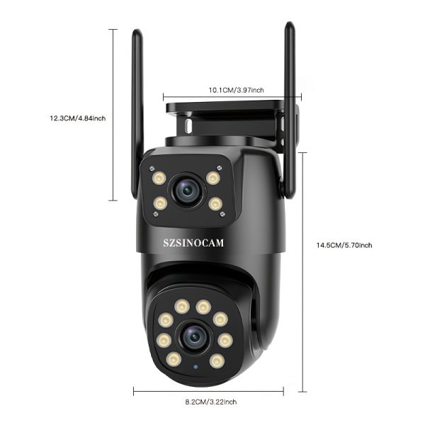 Sszinocam Dual-Lens WiFi Security Camera - 720P HD, AI Human Tracking, Color Night Vision, Two-Way Audio, Motion Alerts, Pan/Tilt Rotation, Quad HO Wall Mount, USB Powered for Home Surveillance, Home Security Camera|Modern Security Camera|Reliable Connectivity, Wireless Outdoor Security Camera