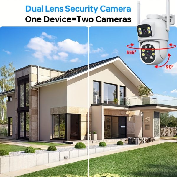 Dual Lens 4MP Security Camera - Wireless WiFi, Auto Tracking, Color Night Vision, Two-Way Audio, 360° Pan Tilt,, USB Powered - Image 8