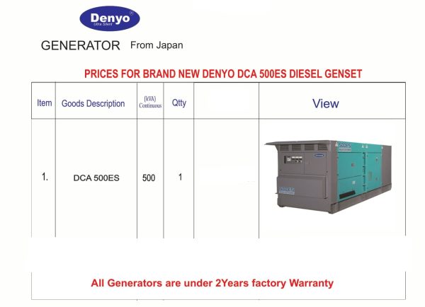 DCA 500ES 500KVA DENYO DIESEL GENERATOR - Image 3