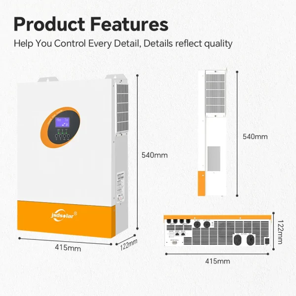 jsdsolar 11KW Hybrid Solar Inverter 48V 230VAC Off Grid Pure Sine Wave Wifi Inverter With 160A Dual MPPT Solar Charge Controller - Image 6