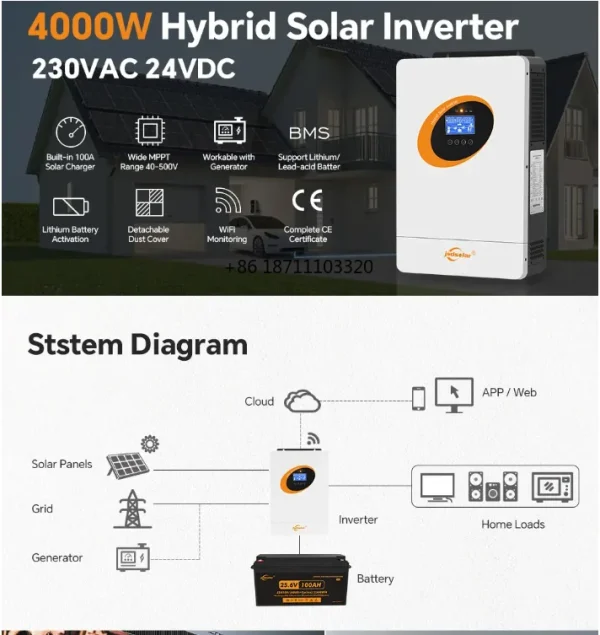 Jsdsolar Hybrid Solar Inverter 24V 4000w 4KW with Wifi Optional - Image 6