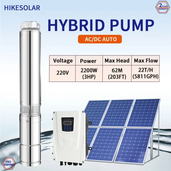 Hybrid 3HP DC AC Solar Powere High Pressure Pump Plastic Impeller Solar Agricultural Solar Irrigation Deep Well Pump - AliExpress 13