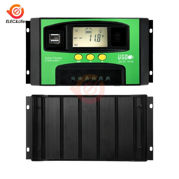 MPPT Solar Charge Controller 30A 40A 100A Dual USB LCD Display 12V 24V PWM Solar Cell Panel Charger Regulator with Timer - Image 4