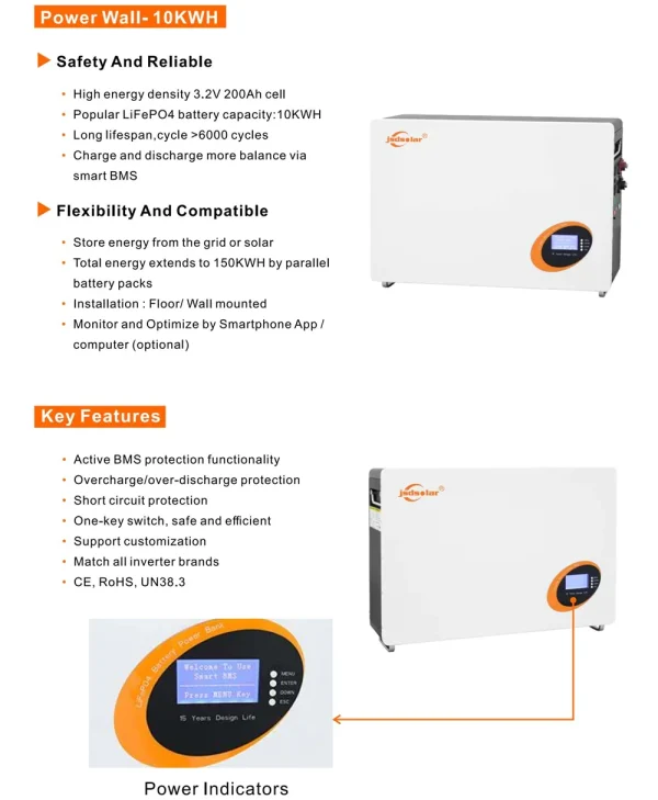 Jsdsolar Lithium Battery 10kw 200ah 48V solar system with lithium ion battery Lifepo4 - Image 2