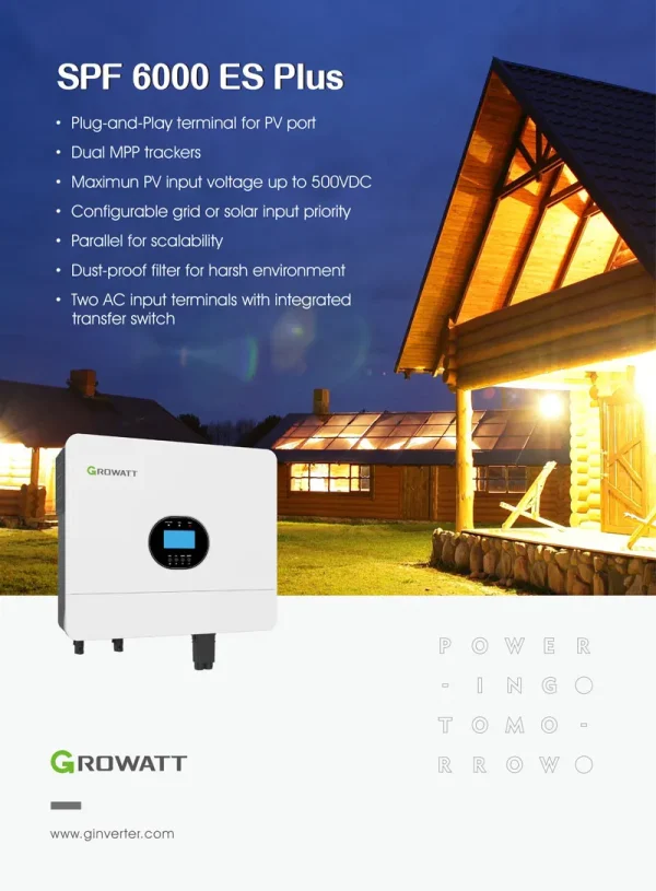 Growatt Off-Grid Storage Inverter Hybrid Inverter 6000W 6KW 220V Single Phrase PV 500V  BMS Wifi Pure Sine Wave SPF6000ES Plus - AliExpress 44 - Image 2