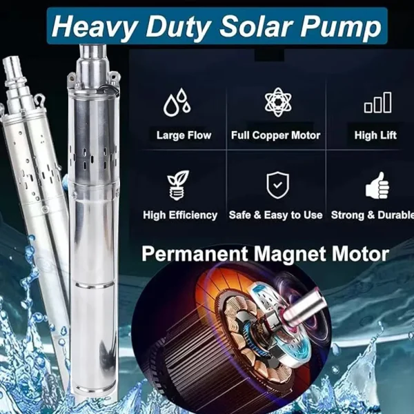 1HP Solar DC Water Pump High Head Lift 100M 48V 750W Solar PV Stainless Steel Drilling Submersible pump Max Flow 2000L Per Hour - AliExpress 13 - Image 3