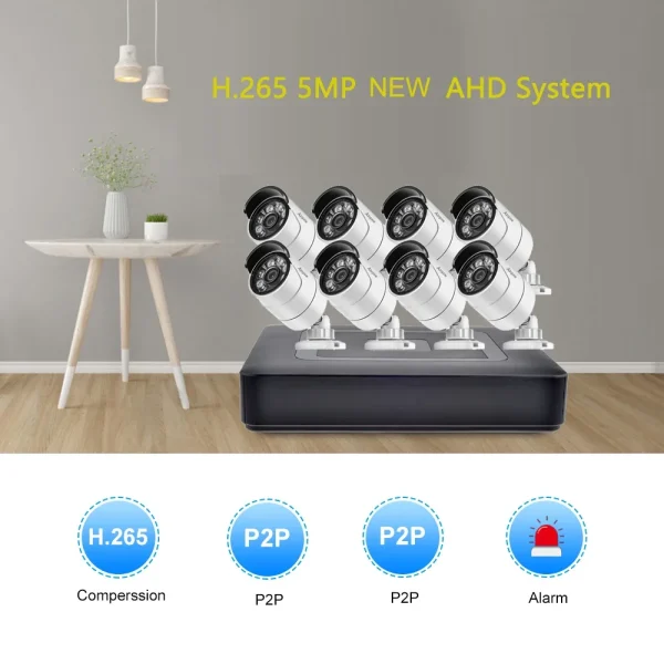 8CH 5MP Security Camera System Outdoor 5 in 1 Video Recorder Surveillance Kit AHD CCTV Set 2/4/6/8pcs Bullet Camera Email Alarm - AliExpress 30 - Image 2