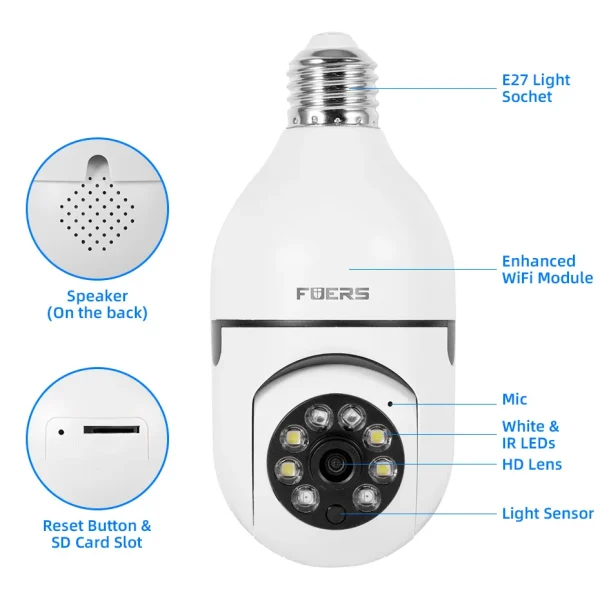 Bulb E27 Surveillance Camera Full Color Night Vision Automatic Human Tracking Zoom Indoor Security Monitor Wifi Miini IP Camera - AliExpress 30 - Image 6