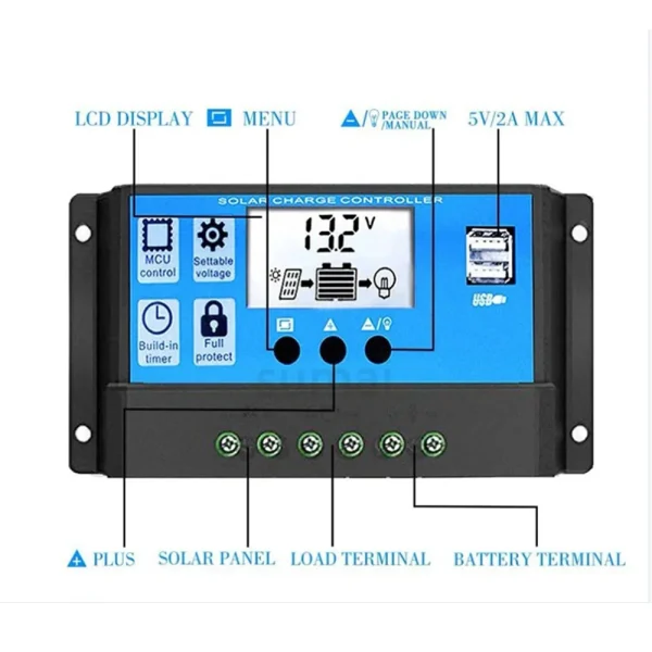 Small 50A 60A PWM Solar Charge Controller 12V 24V Auto LCD Dualusb 5V Output Solar Panel Regulator Battery Charger Controller - AliExpress 13 - Image 2