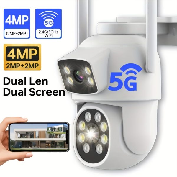 Dual Lens 4MP Security Camera - Wireless WiFi, Auto Tracking, Color Night Vision, Two-Way Audio, 360° Pan Tilt,, USB Powered