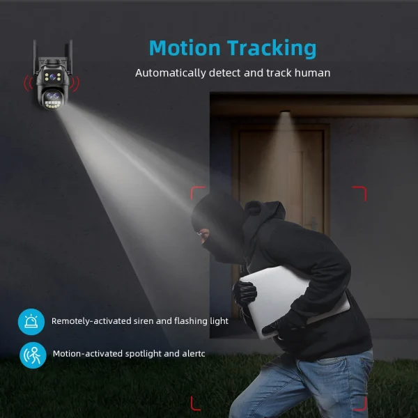 9MP 5K HD WiFi IP Camera Outdoor 8x Zoom Three Lens Dual Screen PTZ Camera Auto Tracking Home Security CCTV Surveillance 4MP Cam - AliExpress 30 - Image 5