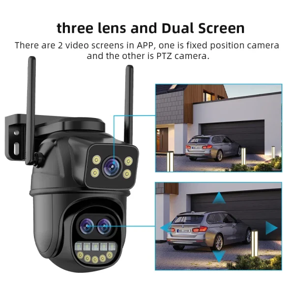 9MP 5K HD WiFi IP Camera Outdoor 8x Zoom Three Lens Dual Screen PTZ Camera Auto Tracking Home Security CCTV Surveillance 4MP Cam - AliExpress 30 - Image 2