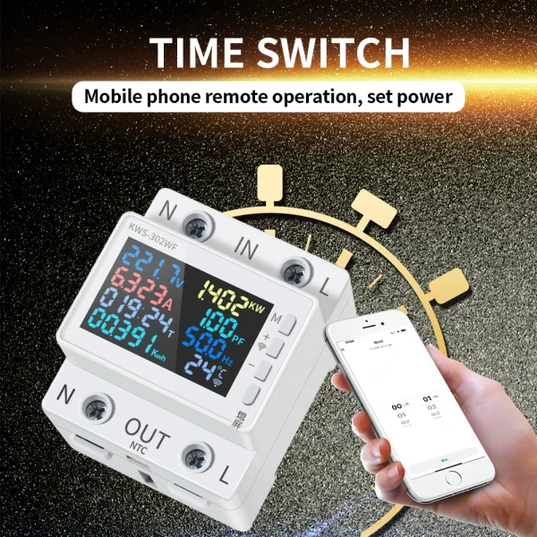 8 in 1 WIFI Power Meter 2P AC Energy Meter Standard Rail Mounting Phone Remotely Control 170-270V/63A Voltage Color Screen - AliExpress 1420 - Image 4