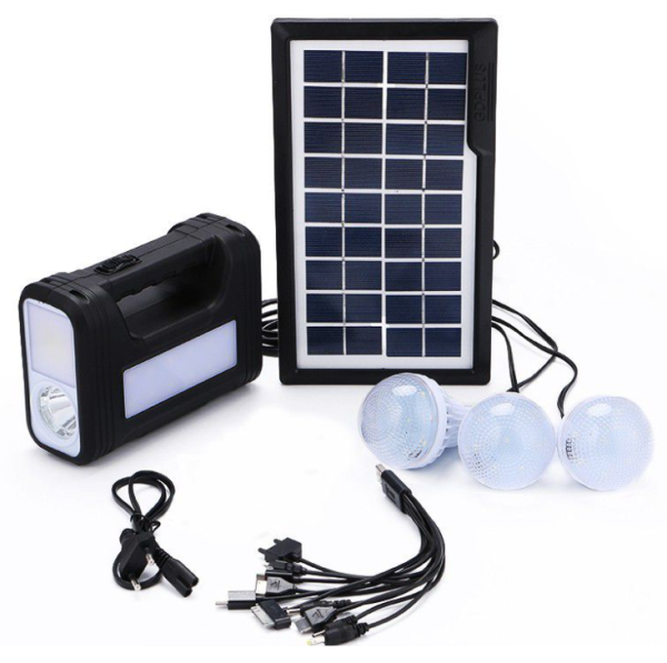 6V 3 WATT SOLAR ENERGY KIT WITH TWO UNIT LED BULB WITH CONTROL SWITCH