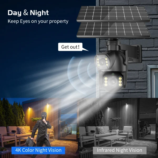 8MP 4K Solar Powered 4G SIM Card Camera 64G door Dual Lens Binocular Network Camera PIR Human Body Sensing Video Security Camera - AliExpress - Image 3