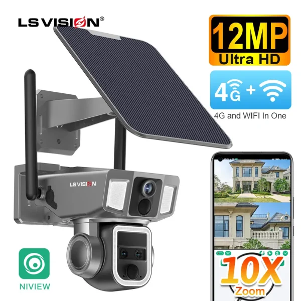 LS VISION 12MP 6K 10X Zoom Dual Screen Solar Camera Outdoor 4G/WiFi 2 In 1 Three Lens Dual PIR Detection Auto Tracking CCTV Cam - AliExpress 30