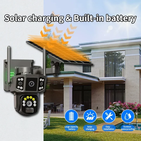 Solar Camera 4G SIM Card WiFi Wireless Network 360 IP 8MP 4K HD CCTV Battery Dual Lens Outdoor Smart Home Security Surveillance - AliExpress 30 - Image 4