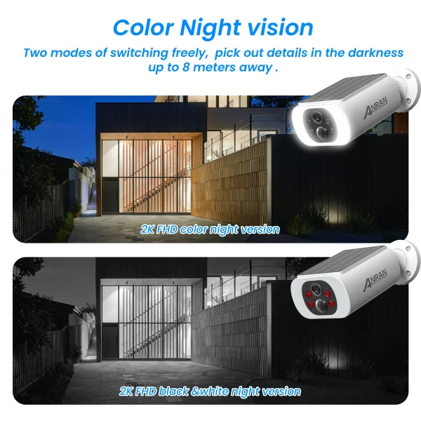 ANRAN Outdoor Solar Security Camera with Battery 3MP 2.4G WIFI Camera Battery Cloud Storage Color Night Vision Can't Add NVR - AliExpress 30 - Image 5