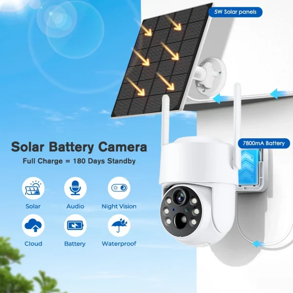 WiFi PTZ Camera Outdoor Wireless Solar IP Camera 4MP HD Built-in Battery Video Surveillance Camera Long Time Standby iCsee APP - AliExpress 30 - Image 2