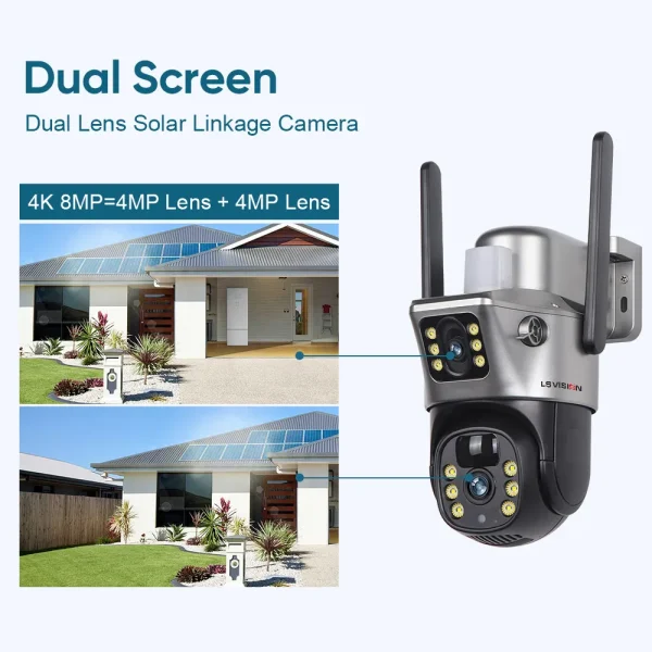 LS VISION 4K 8MP Dual Screen Solar Camera Outdoor Wireless 4G/WiFi PTZ Dual Lens Security Protection Auto Tracking CCTV Cameras - AliExpress 30 - Image 2