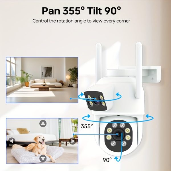 ZHXINSD 4MP Dual Lens WiFi Security Camera - Full Color Night Vision, 355° PTZ, Motion Alerts & 2-Way Audio, Indoor/Outdoor IP65 Waterproof, USB Powered - Image 3