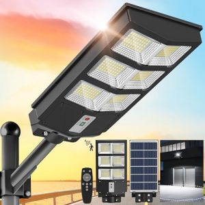 Sunwish Solar Street Lights Outdoor 6500K Solar Parking Lot Lights Commercial Dusk to Dawn, Solar Lights Outdoor Motion Sensor Waterproof IP66 Street Lights Solar Powered for Playground Yard -