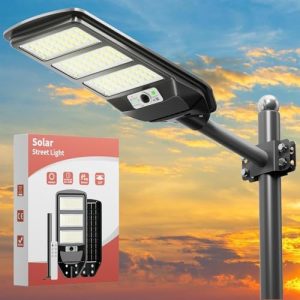 Solar Lights Outdoor Waterproof - 6500K Super Bright LED Solar Street Lights with Remote Control & Infrared Motion Sensor, Dusk to Dawn Commercial Solar Flood Lights for Yard, Parking Lot, Outside -