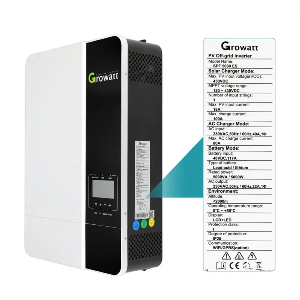 Growatt 5KW OFF Grid Inverter SPF 5000ES Single Phase 48vdc 230vac 3.5Kw 5Kw With Wifi Hybrid Solar Inverter - AliExpress 13 - Image 4