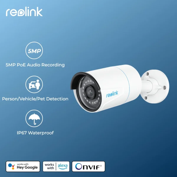 Reolink Smart IP Camera 5MP PoE Outdoor Infrared Night Vision Bullet Camera Featured with Person/Vehicle Detection RLC-510A - AliExpress 30