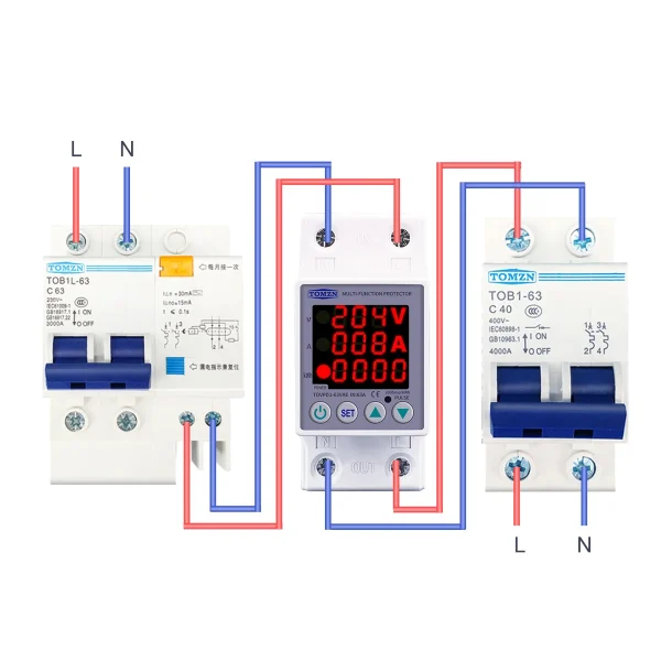 63A 230V 3IN1 Display Din rail adjustable over and under voltage protective device protector relay with over current protection - AliExpress 13 - Image 4