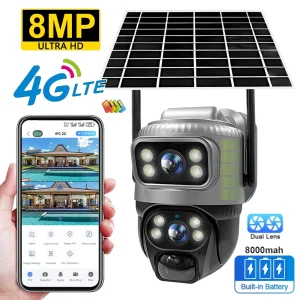 V380 Dual Lens 4G Camera Solar PIR Human Detection Night Vision Waterproof Security Video IP Camara 8MP 4K Battery CCTV Monitor - AliExpress