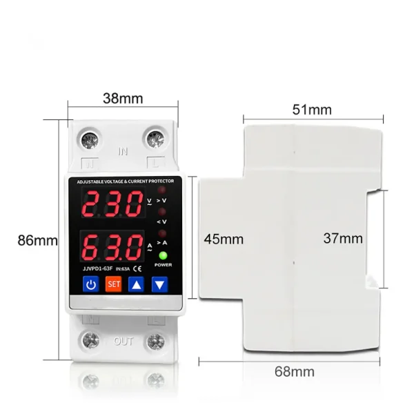 Dual Display 40A 63A 80A 230V Din Rail Adjustable Digital Over Under Voltage Relay Surge Protector Limit Over Current Protection - AliExpress 1420 - Image 6