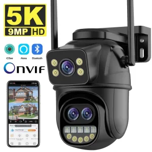 9MP 5K HD WiFi IP Camera Outdoor 8x Zoom Three Lens Dual Screen PTZ Camera Auto Tracking Home Security CCTV Surveillance 4MP Cam - AliExpress 30